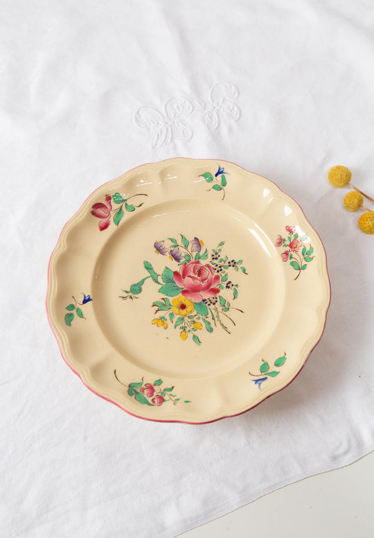 Fuente con pie loza francesa Luneville (24 cm)