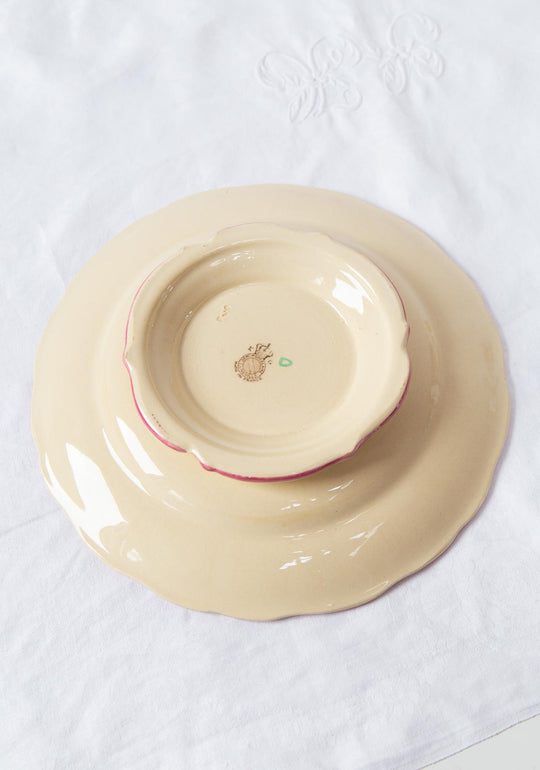 Fuente con pie loza francesa Luneville (24 cm)