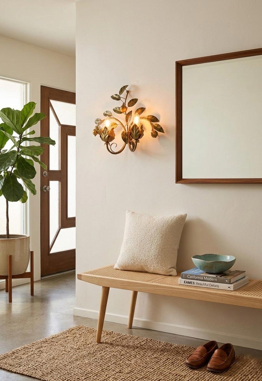 Gran aplique italiano metal dorado hojas y frutas c. 1980s