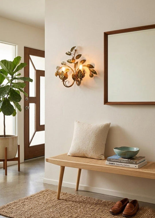 Gran aplique italiano metal dorado hojas y frutas c. 1980s