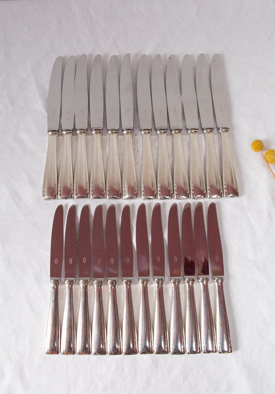 Juego cuchillos MESA + ENTRANTES para 12 F. Frionnet art decó c. 1930-40s (24 PIEZAS)