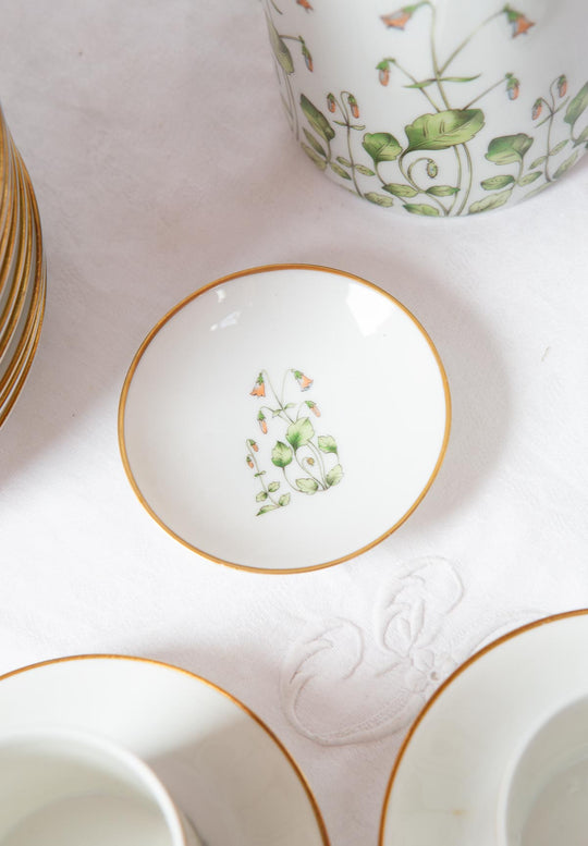 Juego café porcelana Hackefors "Linnaea Borealis" c. 1970 SIN ESTRENAR? (38 PIEZAS)