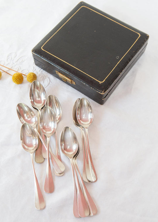Juego de 12 cucharillas francesas "metal argenté" en estuche