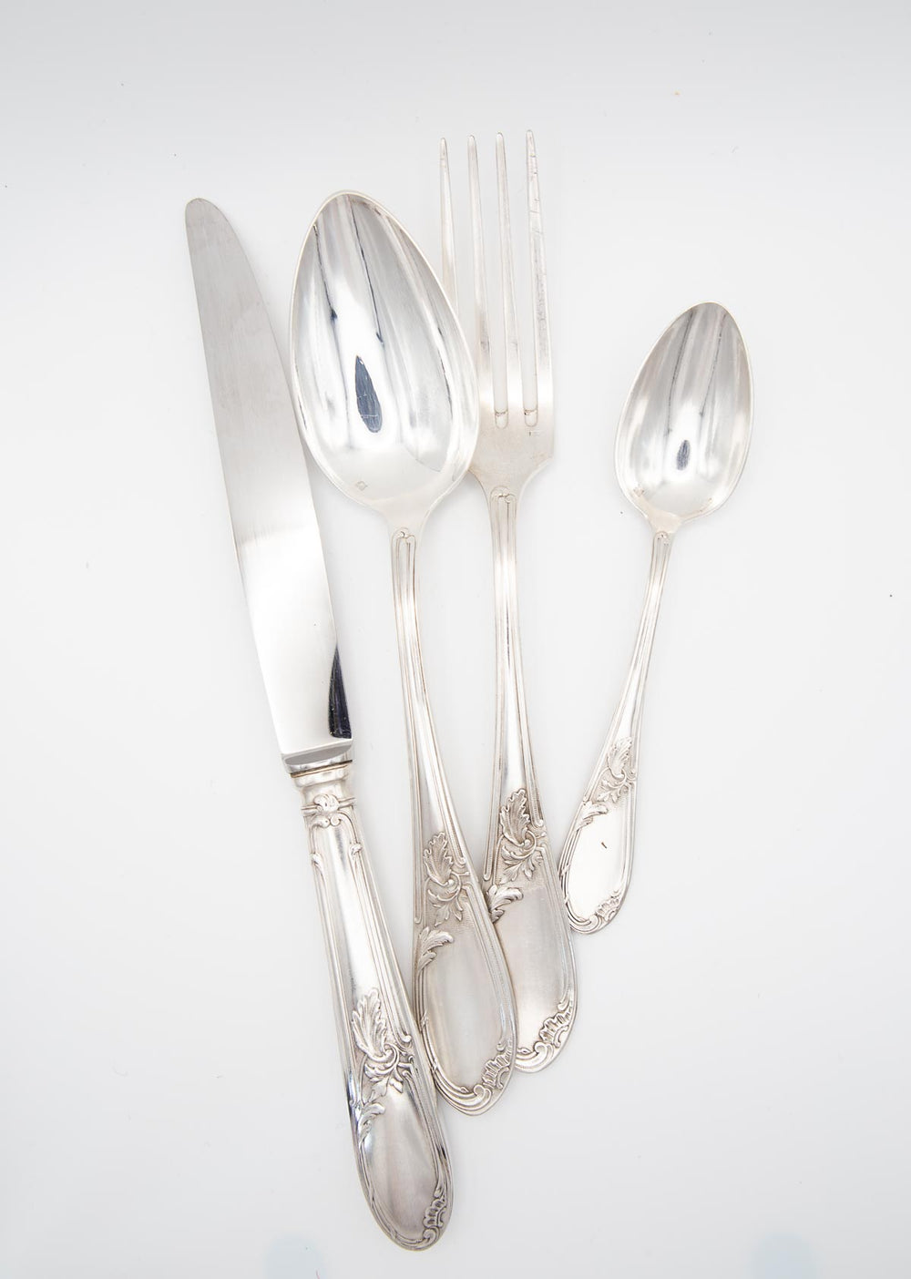 Cubertería francesa para 12 metal baño plata 100 APOLLO en estuche (49 PIEZAS)