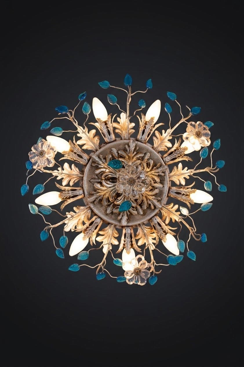 gran plafon banci firenze hierro plateado cristal azul