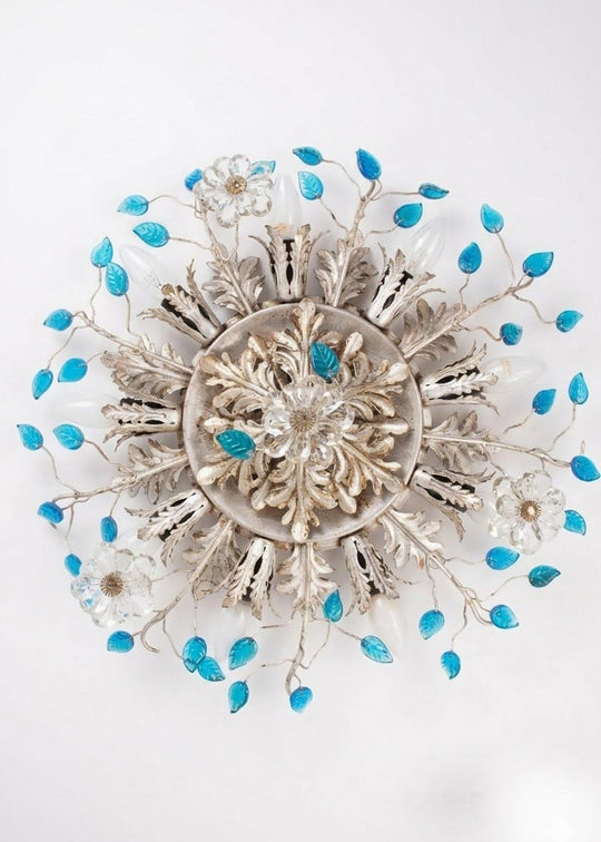 gran plafon banci firenze hierro plateado cristal azul