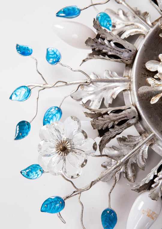 gran plafon banci firenze hierro plateado cristal azul