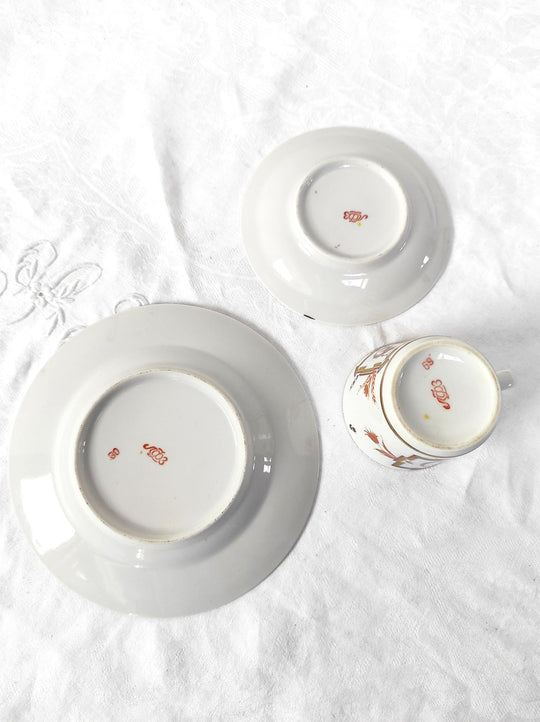 Juego de café (3 piezas) porcelana rusa Lomonosov Olimpiadas Moscú 1980 (2 SETS DISPONIBLES)