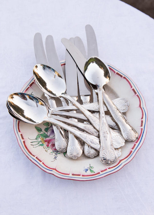 Cubiertos italianos metal baño plata Arg 800 para 6 (12 PIEZAS)