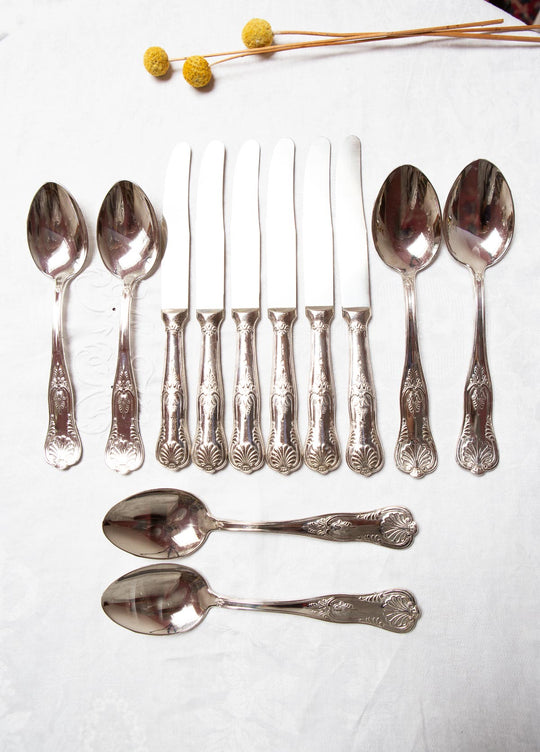 Cubiertos italianos metal baño plata Arg 800 para 6 (12 PIEZAS)