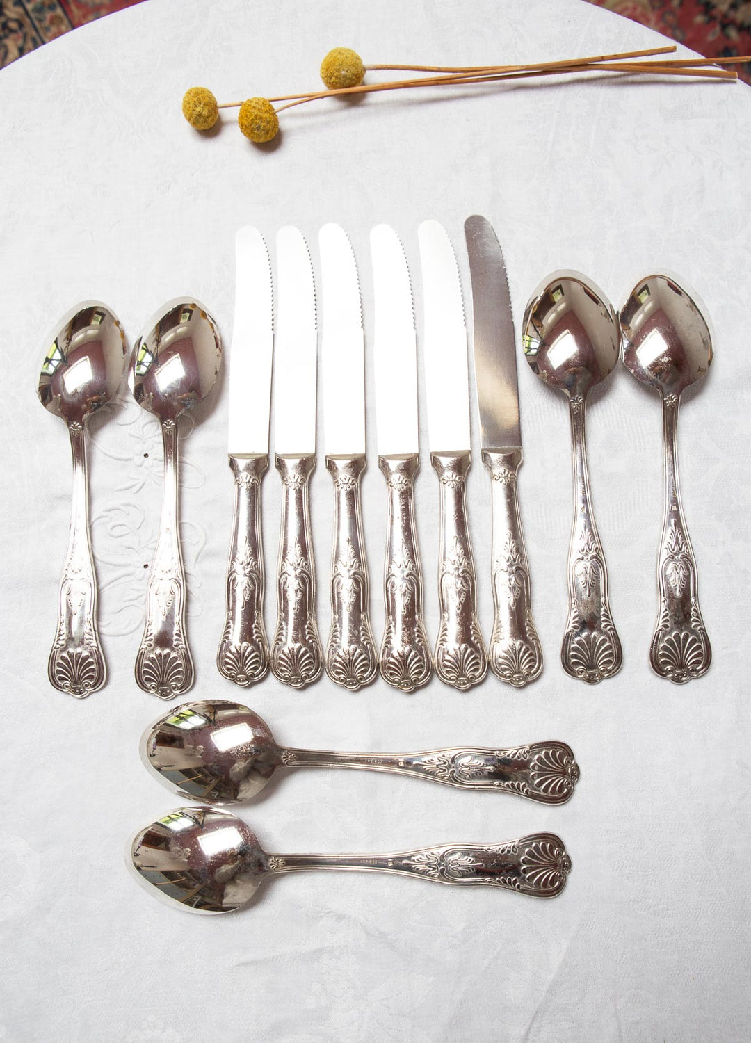 Cubiertos italianos metal baño plata Arg 800 para 6 (12 PIEZAS)