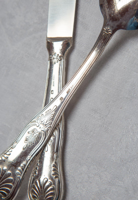 Cubiertos italianos metal baño plata Arg 800 para 6 (12 PIEZAS)
