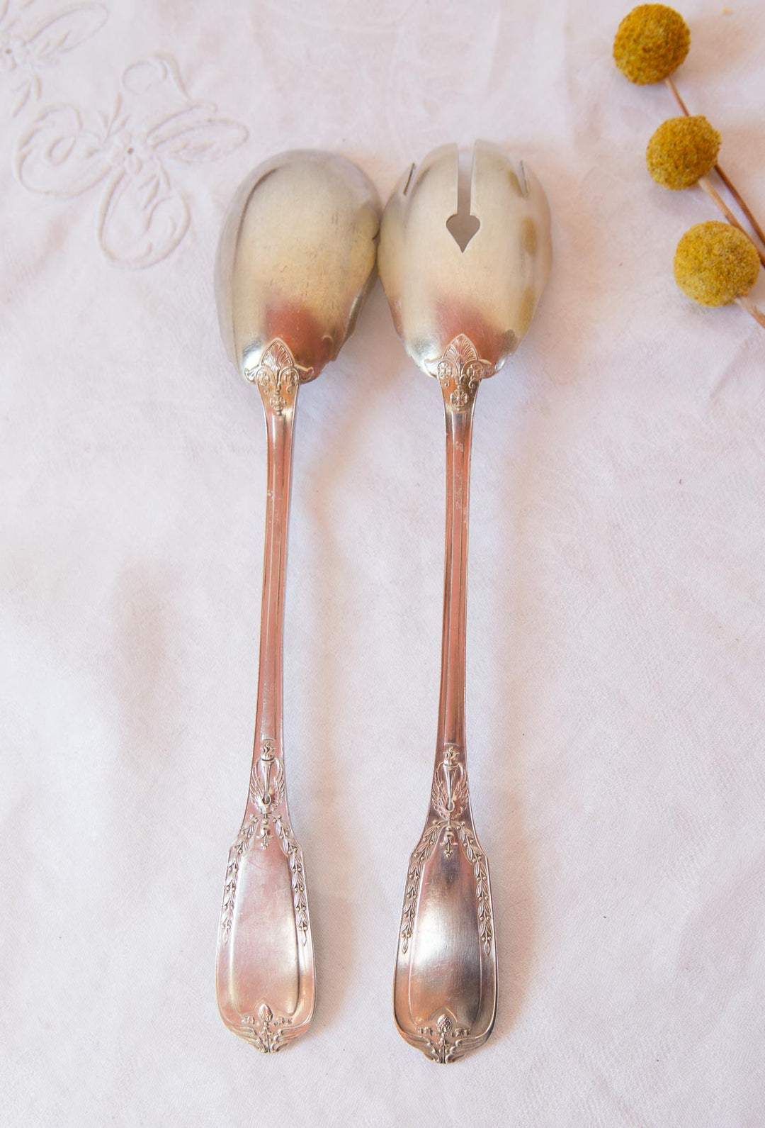 Cubiertos servir ENSALADA Ravinet Denfert c. 1920/30 estilo Imperio (2 PIEZAS)