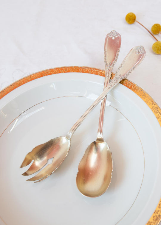 Cubiertos servir ENSALADA Ravinet Denfert c. 1920/30 estilo Imperio (2 PIEZAS)