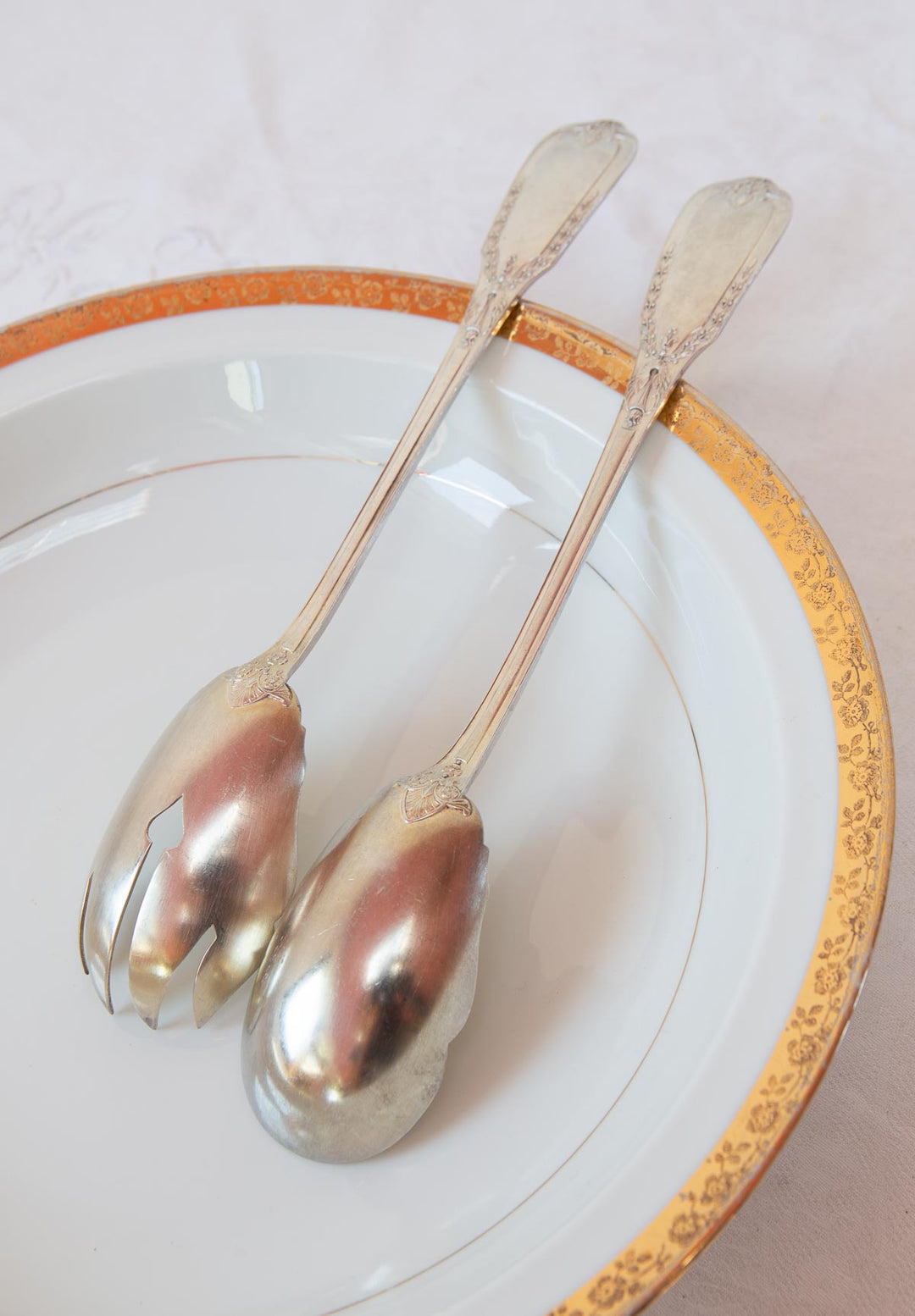 Cubiertos servir ENSALADA Ravinet Denfert c. 1920/30 estilo Imperio (2 PIEZAS)
