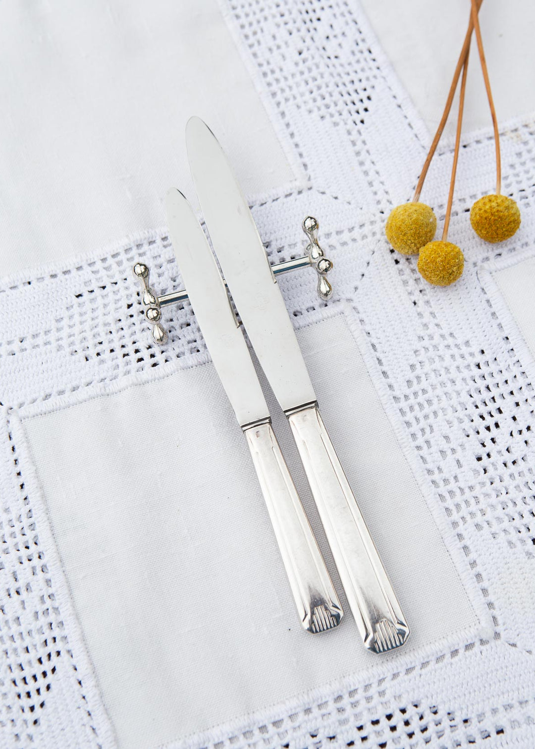 cuchillos franceses estilo art deco metal bano plata