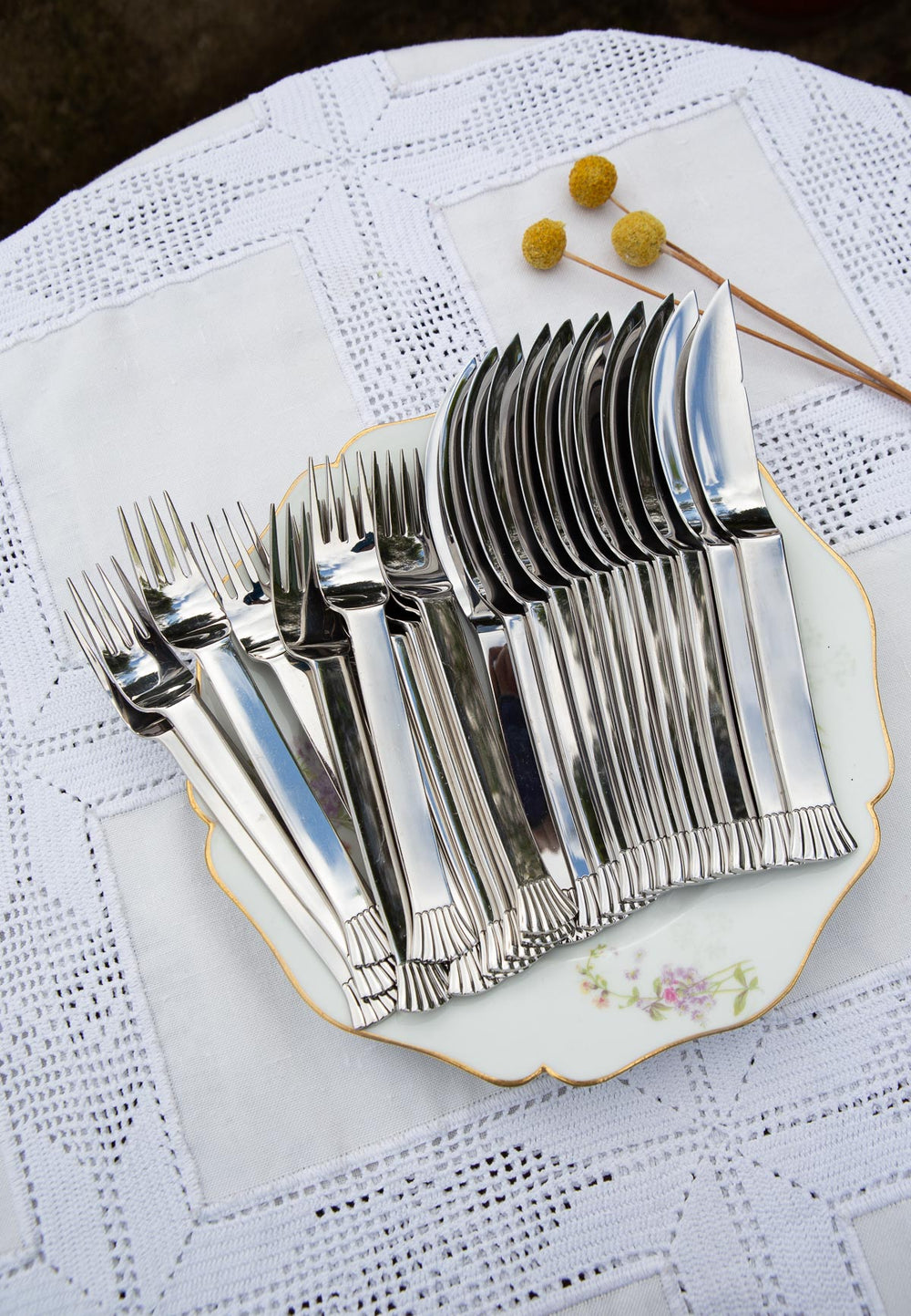 Juego de 24 cubiertos pescado suecos GENSE "Sea Shell" PARA 12