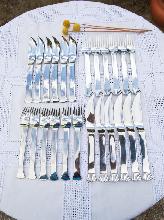 Juego de 24 cubiertos pescado suecos GENSE "Sea Shell" PARA 12