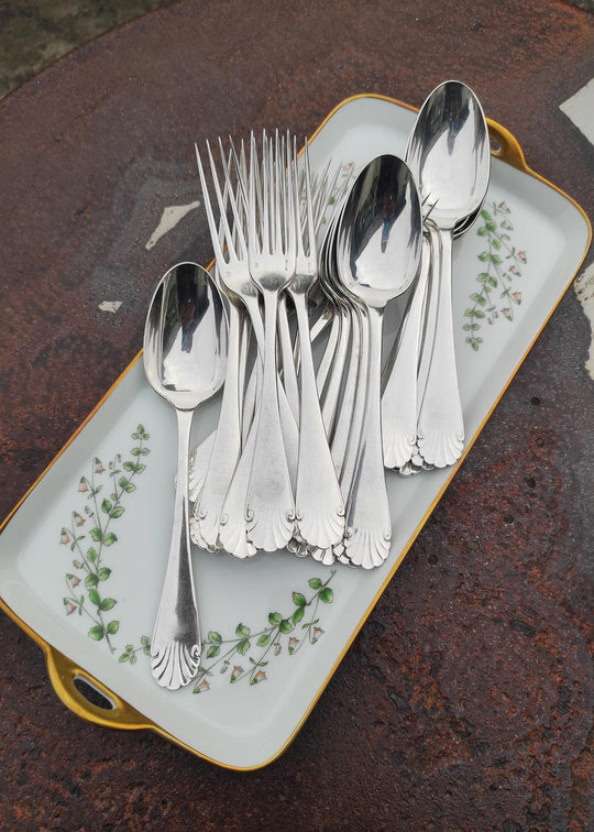 Antigua cubertería MESA Christofle "coquille" c. 1900 para 12 (24 PIEZAS)