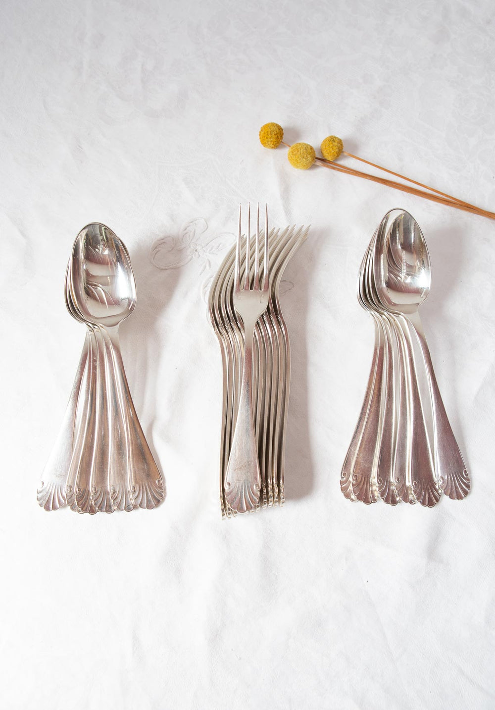 Antigua cubertería MESA Christofle "coquille" c. 1900 para 12 (24 PIEZAS)