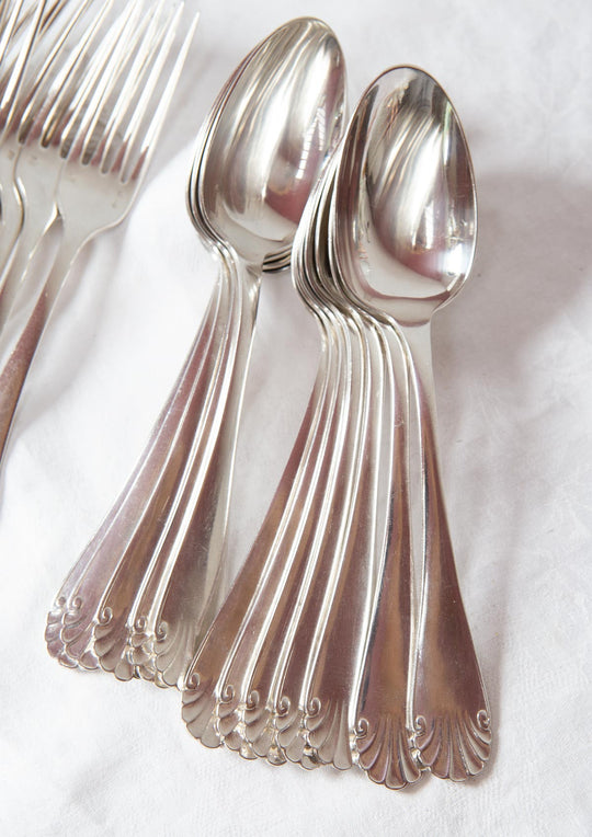 Antigua cubertería MESA Christofle "coquille" c. 1900 para 12 (24 PIEZAS)