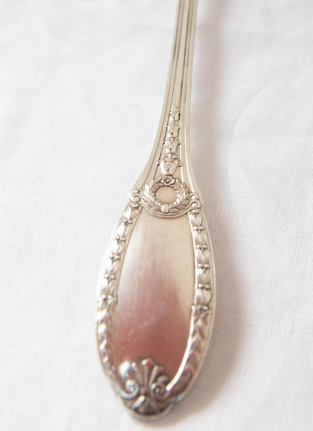 Antiguo cucharón francés metal baño plata Empire Apollo "metal argenté"