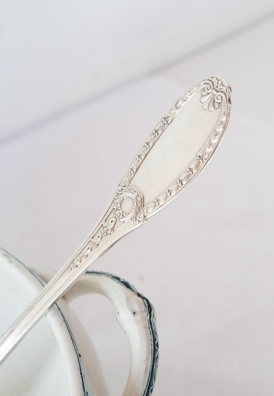 Antiguo cucharón francés metal baño plata Empire Apollo "metal argenté"