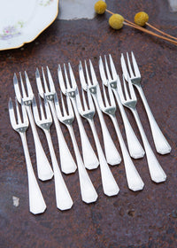 Juego 12 tenedores POSTRE Christofle America metal baño plata (Luc Lanel, 1933)