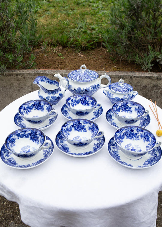 juego te ingles antiguo loza azul minton