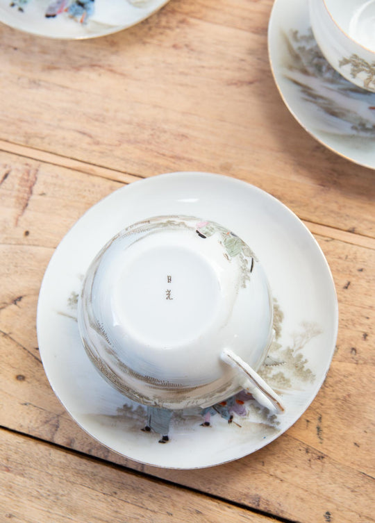 Juego de té PARA 8 porcelana cáscara de huevo japonesa NIPPON 1891-1921 (19 PIEZAS)