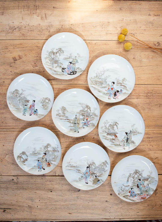 Juego de té PARA 8 porcelana cáscara de huevo japonesa NIPPON 1891-1921 (19 PIEZAS)