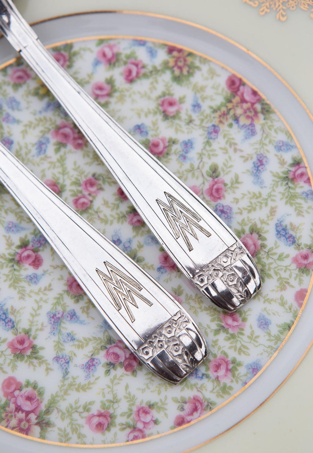 Juego de cubiertos "égoïste" Boulenger Art decó iniciales M.M. (2 PIEZAS)