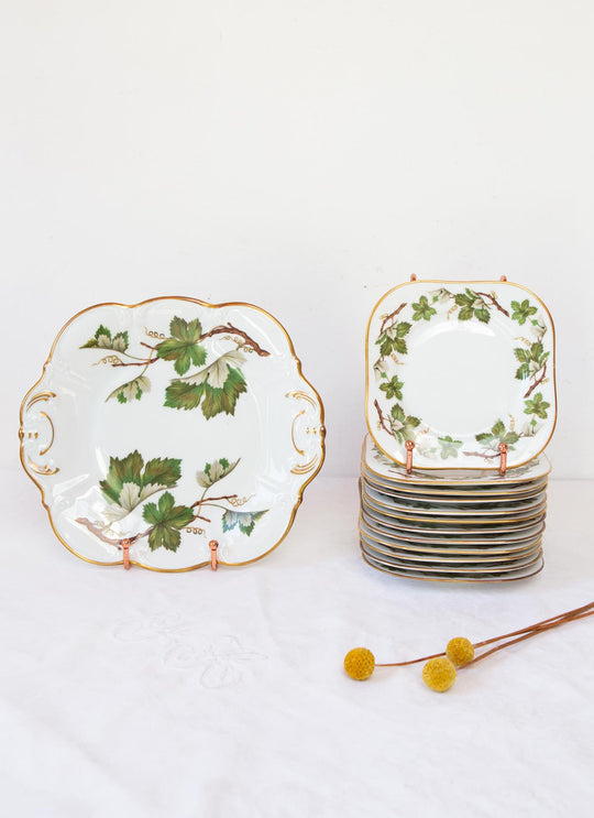 Juego de postre en porcelana sueca Hackefors Vinranka PARA 12 (13 PIEZAS)