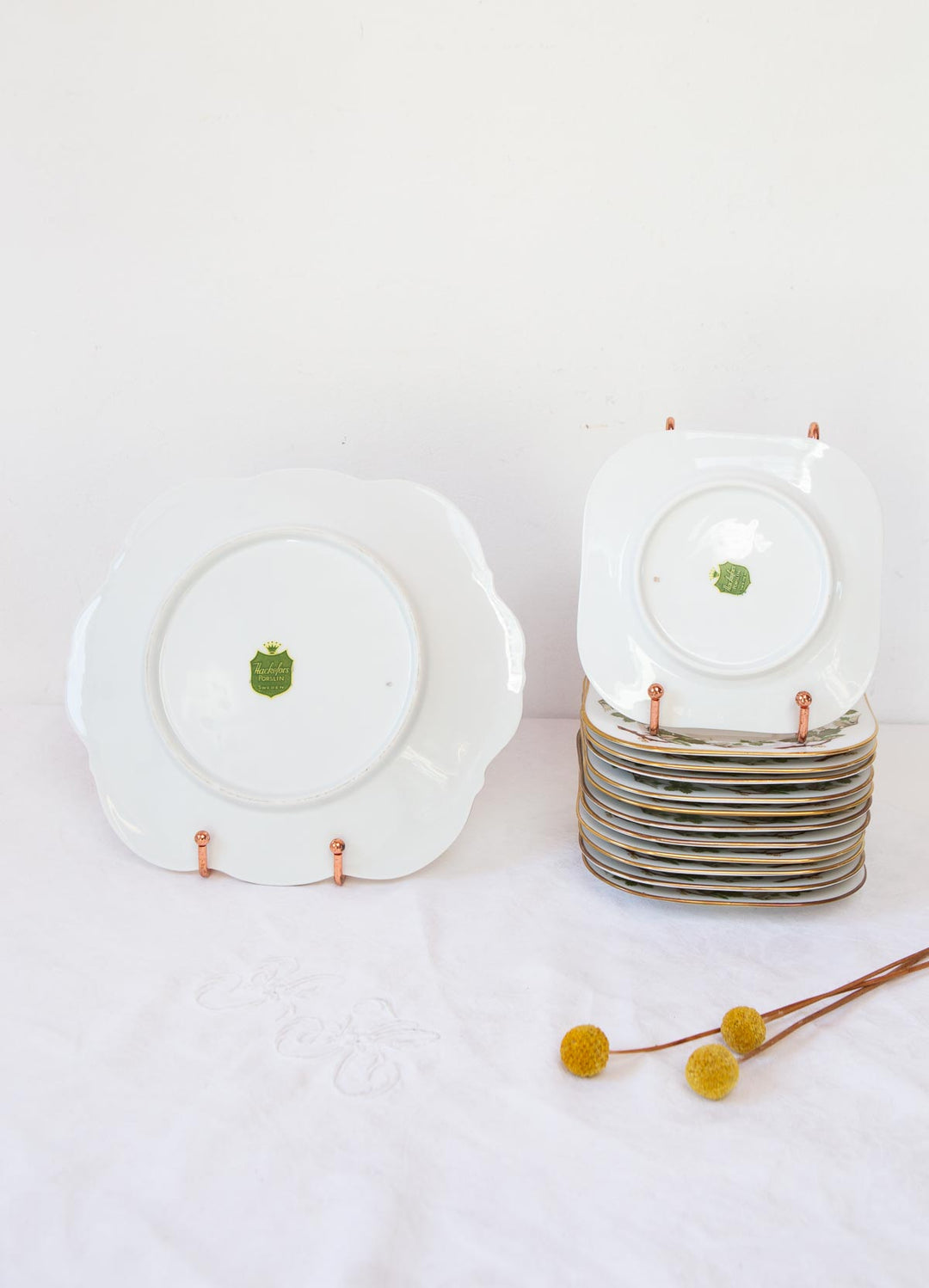 Juego de postre en porcelana sueca Hackefors Vinranka PARA 12 (13 PIEZAS)