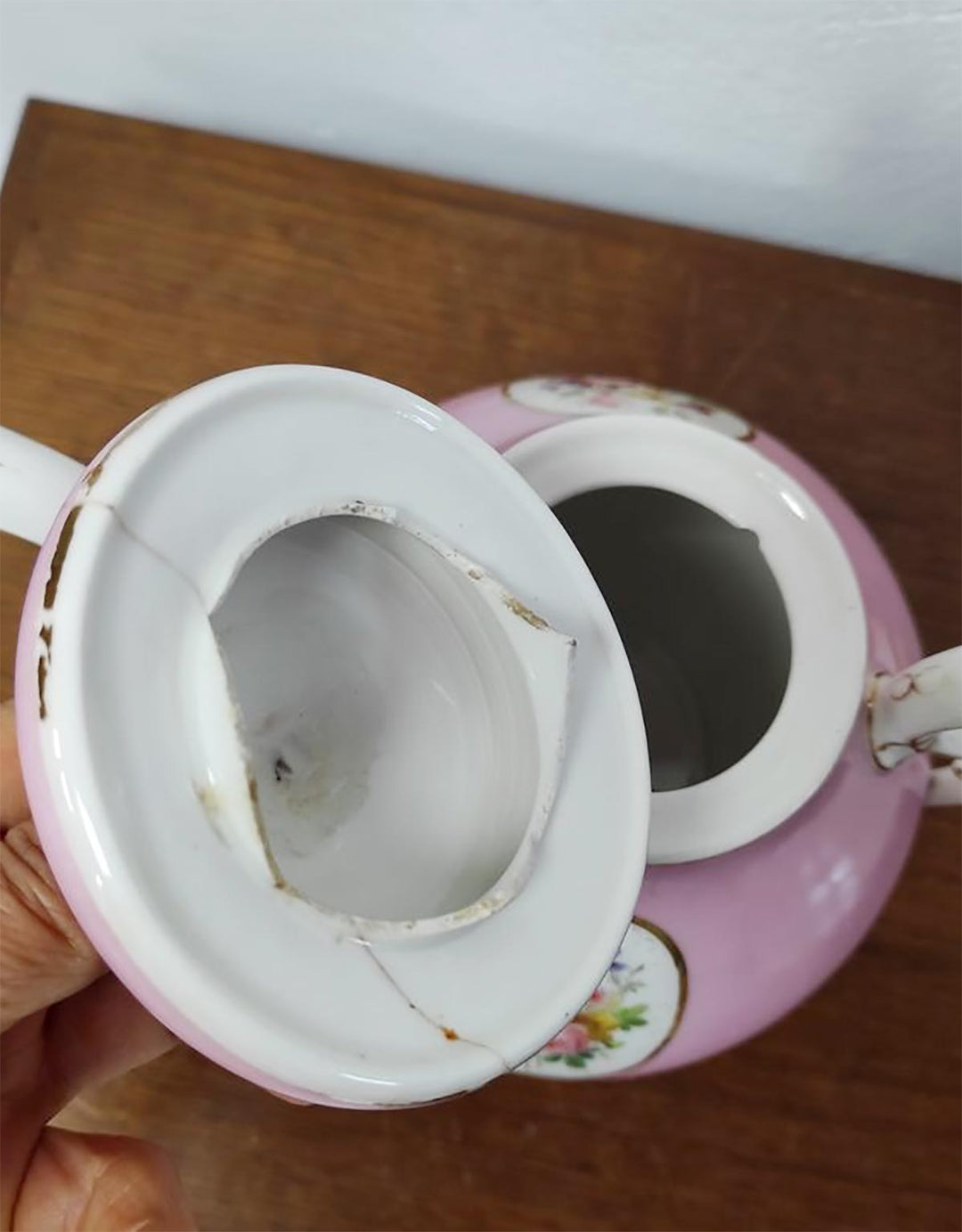 Juego de té PARA 11 porcelana rosa medallón Vieux Paris c. 1900s (25 PIEZAS)