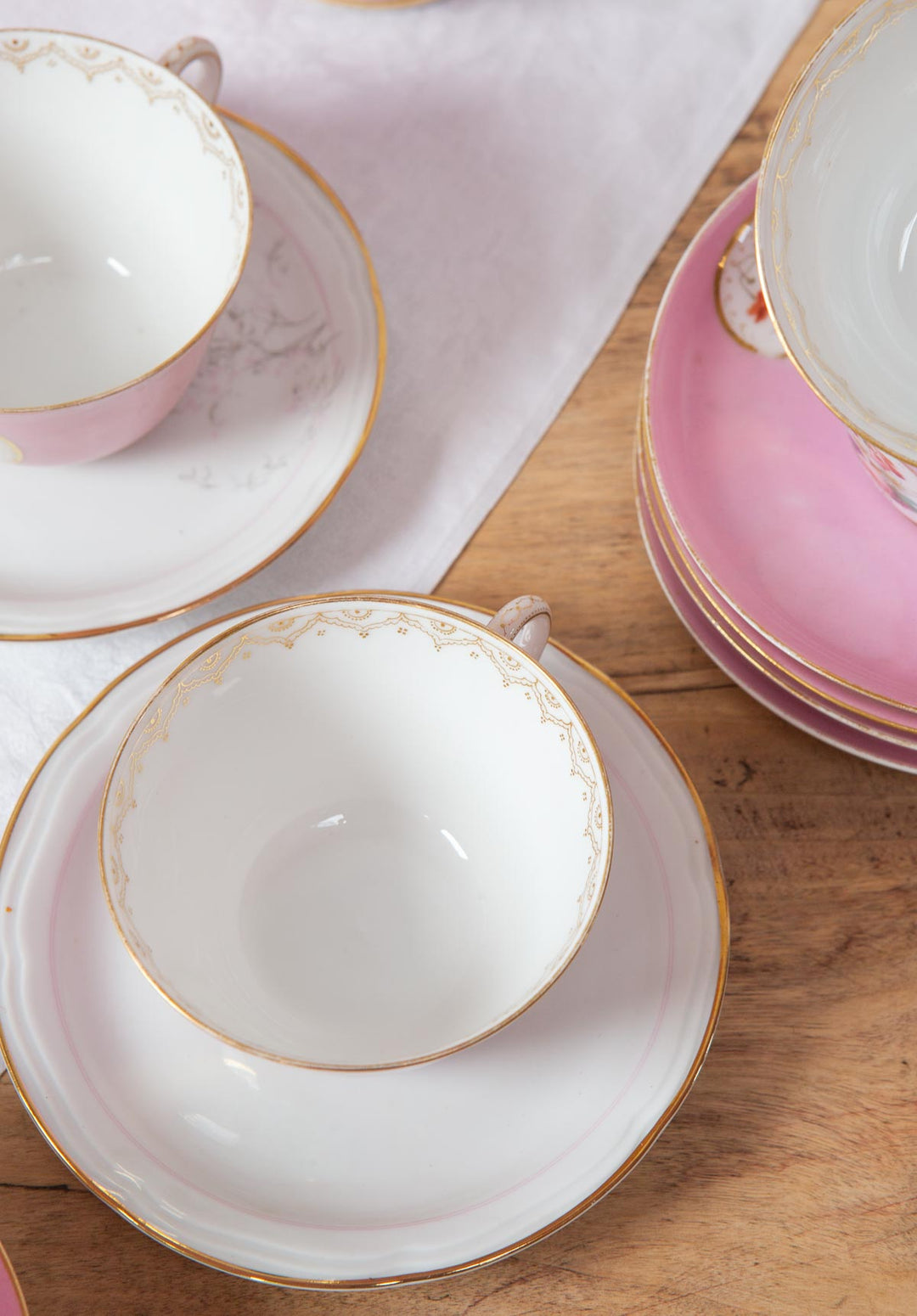 Juego de té PARA 11 porcelana rosa medallón Vieux Paris c. 1900s (25 PIEZAS)