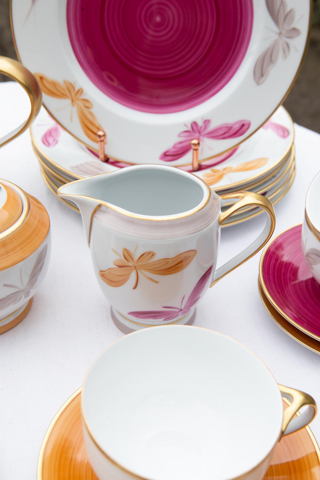 Juego de té porcelana Limoges pintada a mano Marie Daage oro fino (20 PIEZAS)