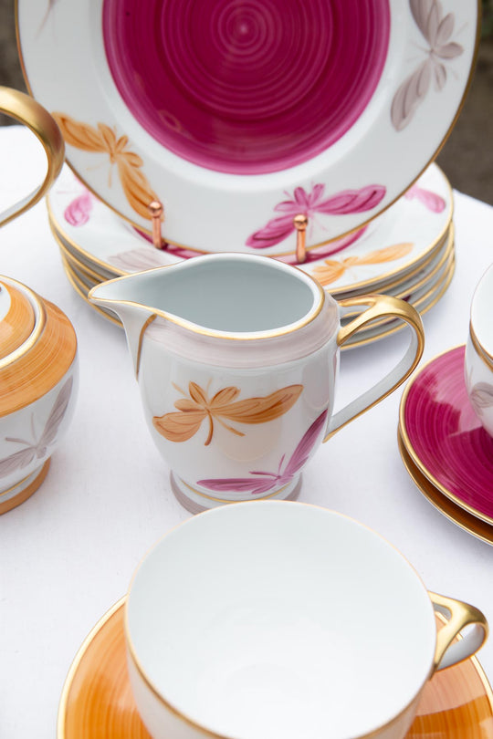 Juego de té porcelana Limoges pintada a mano Marie Daage oro fino (20 PIEZAS)