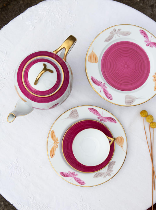 Juego de té porcelana Limoges pintada a mano Marie Daage oro fino (20 PIEZAS)
