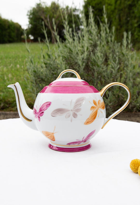 Juego de té porcelana Limoges pintada a mano Marie Daage oro fino (20 PIEZAS)