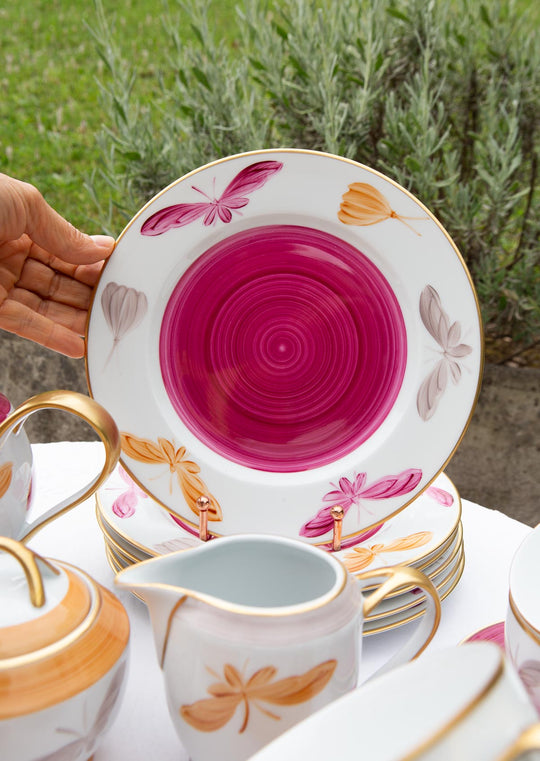 Juego de té porcelana Limoges pintada a mano Marie Daage oro fino (20 PIEZAS)