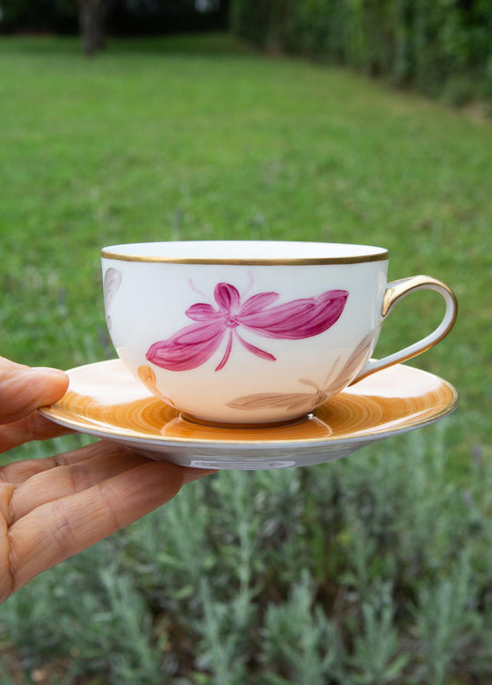 Juego de té porcelana Limoges pintada a mano Marie Daage oro fino (20 PIEZAS)