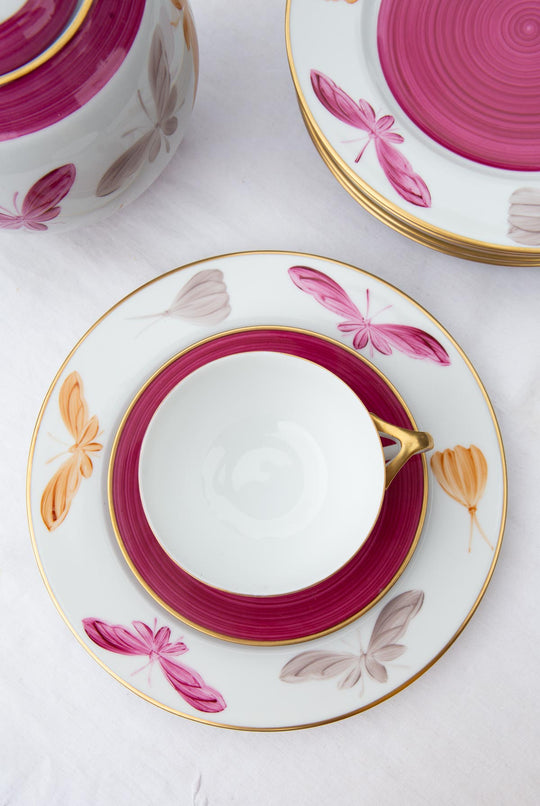 Juego de té porcelana Limoges pintada a mano Marie Daage oro fino (20 PIEZAS)