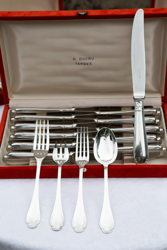 Juego 12 cuchillos MESA Alfenide Christofle Pompadour en estuche