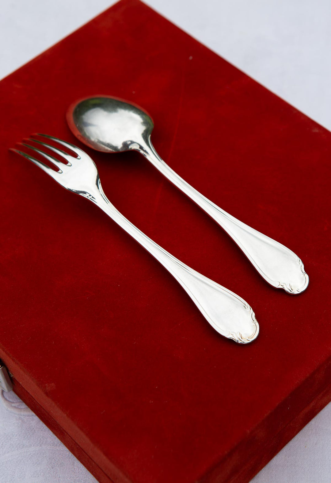 Juego cubiertos ENTRANTES para 12 Alfenide Christofle Pompadour en estuche (24 PIEZAS)