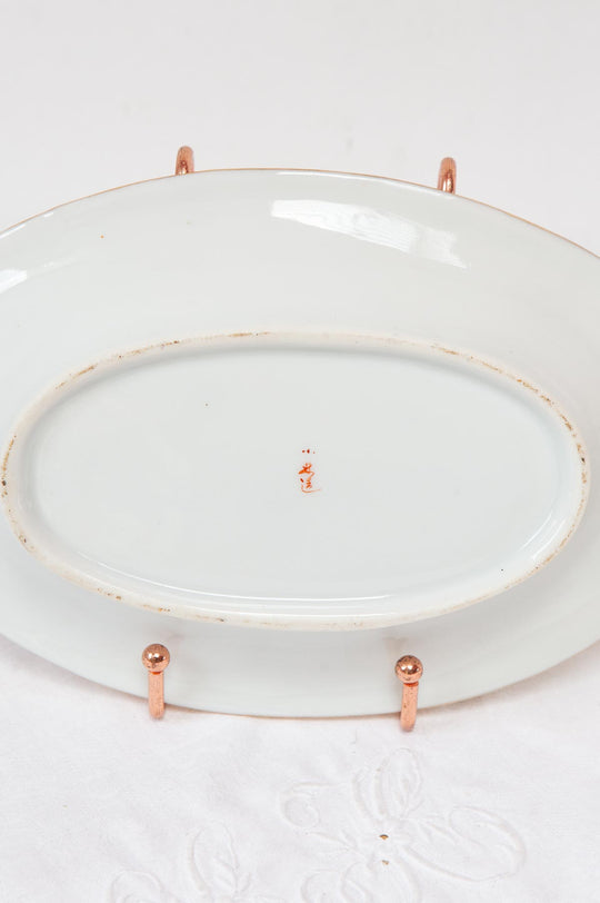 2 rabaneras porcelana japonesa KUTANI periodo Showa c. 1930-50 "Geishas y Fuji"