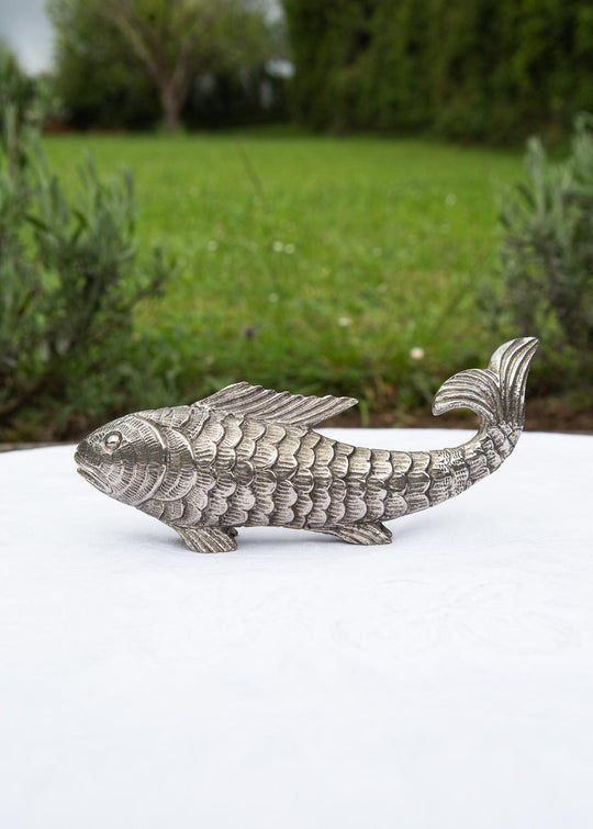 Antiguo pez metal plateado c. 1900 (18 cm | 400 gr)