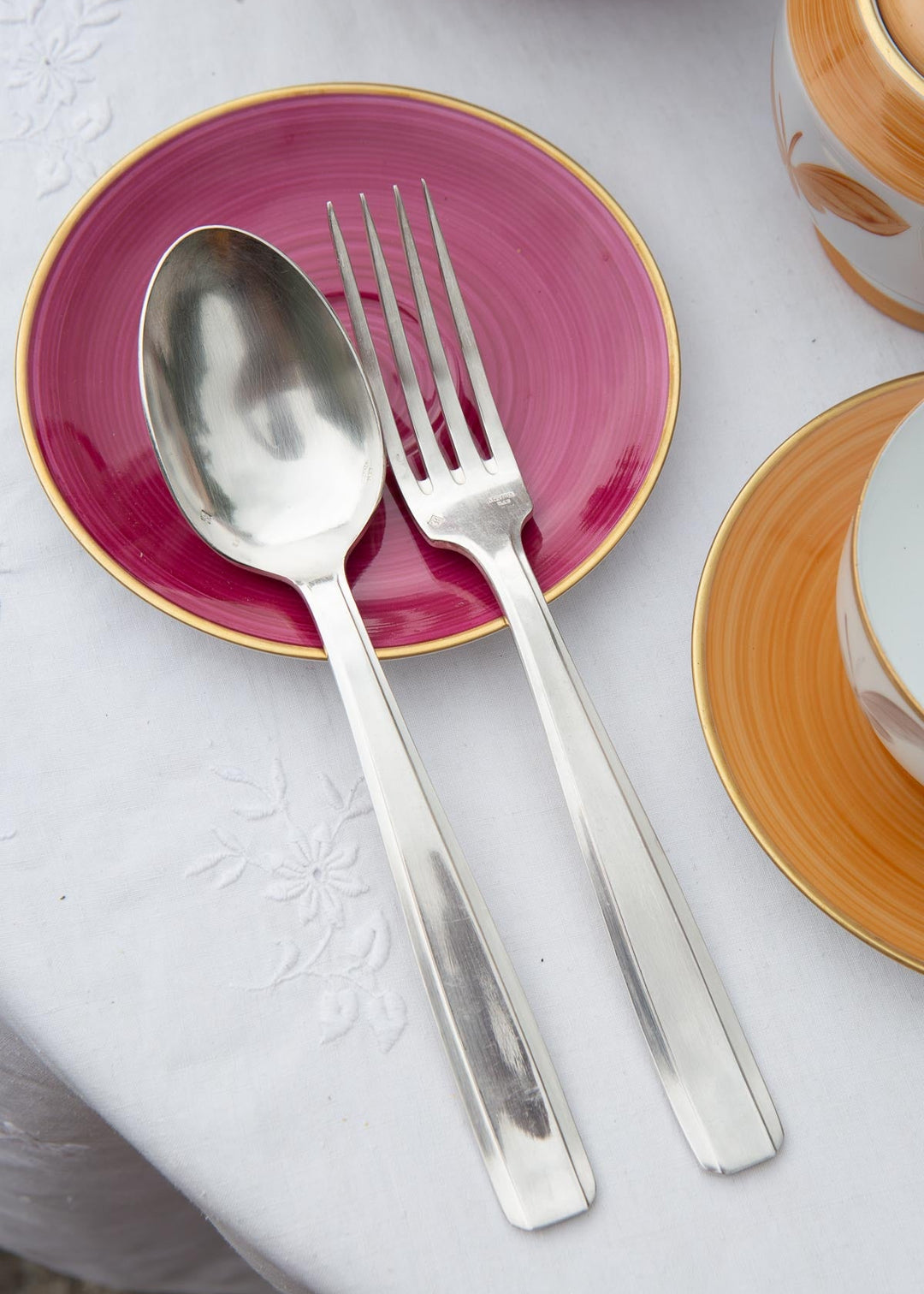 antiguos cubiertos franceses mesa metal bano plata