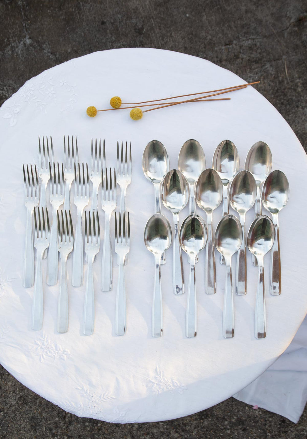 Cubertería MESA francesa PARA 12 metal baño plata art decó 1930/40s (24 PIEZAS)