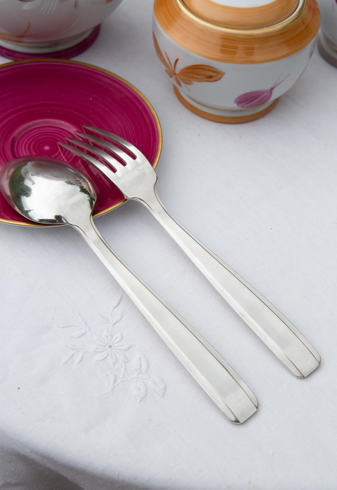 Cubertería MESA francesa PARA 12 metal baño plata art decó 1930/40s (24 PIEZAS)
